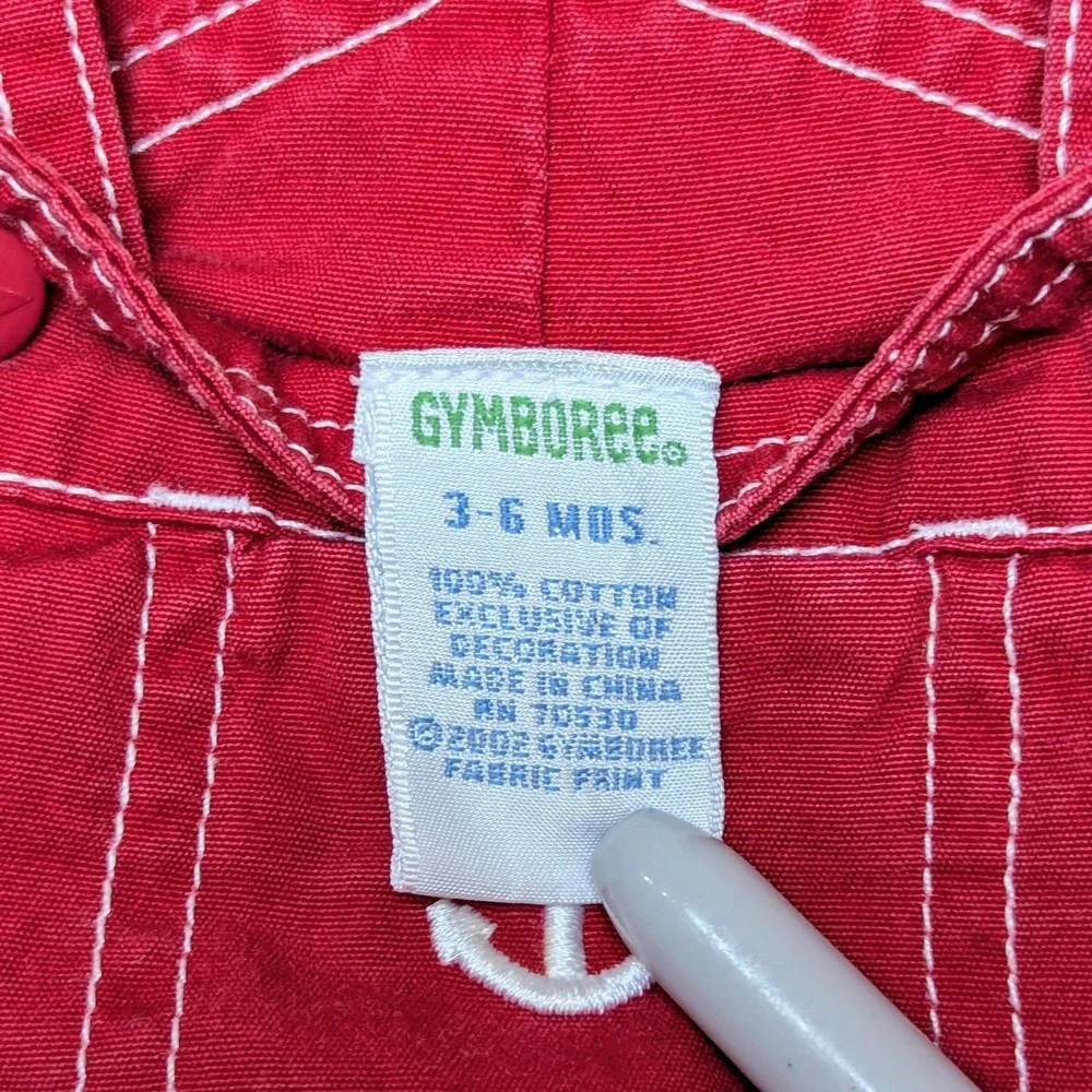 Vintage Gymboree Anchor Boat Nautical Red Bib Overalls 2002 Y2K‎ 3-6 Months